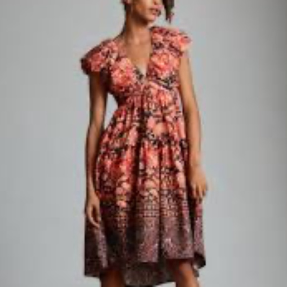 HOST PICK: Brand New BY ANTHROPOLOGIE PRINTED V-NECK BABYDOLL DRESS - Picture 11 of 12